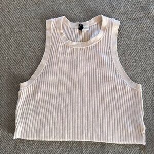 H&M Ribbed Tank Top Off White Sleeveless Crop Knit Minimalist Basic Soft Girl